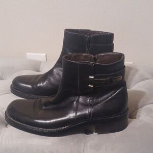 Cesare Paciotti Black Leather Ankle Boots